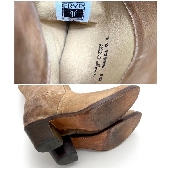 FRYE Jane Western Riding Knees High Boot in Beige Taupe Burnished Antique Size 7 - Picture 11 of 16